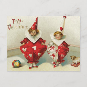 Vintage Clown Valentine Holiday Postcard