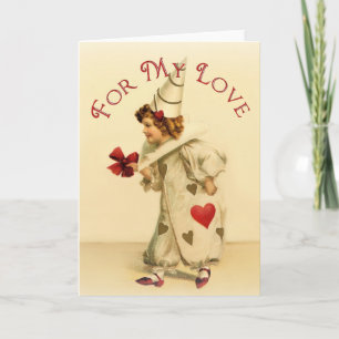 Vintage Clown Valentines Day Holiday Card