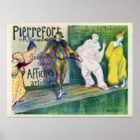 Vintage clowns theme French art gallery ad