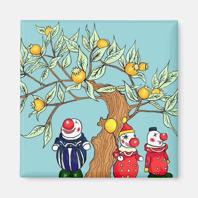 Vintage Clowns Under Tree Magnet (Front)