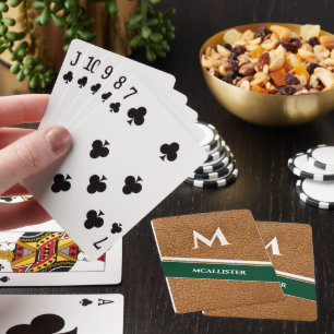 Vintage Clubhouse Custom Leather Pattern Monogram  Playing Cards