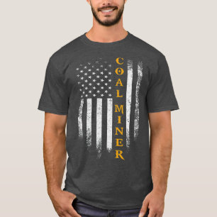 Vintage  Coal Miner Distressed American Flag T-Shirt