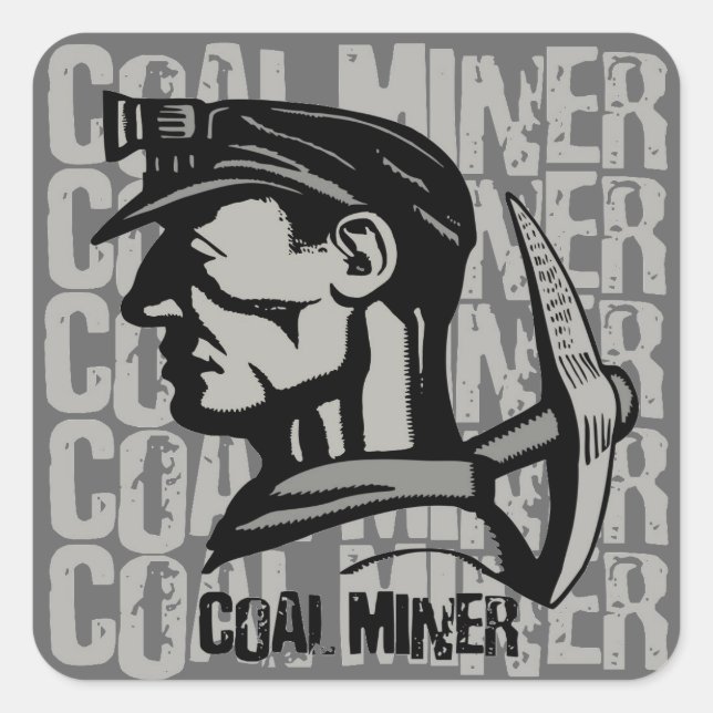 VINTAGE COAL MINER SQUARE STICKER (Front)