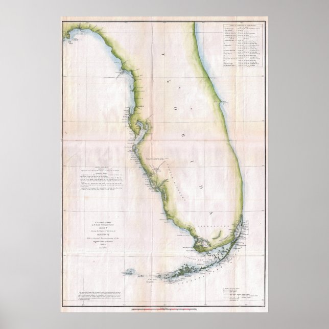 Vintage Coast of Florida Survey Map Poster (Front)