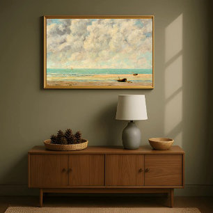 Vintage Coastal Beach Scene Antique Seascape Canvas Print