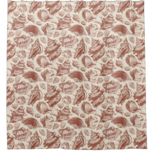 Vintage Coastal Seashell Toile in Warm Earth Tones