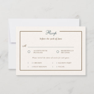 Vintage Coastal Simple Classic Wedding Meal RSVP