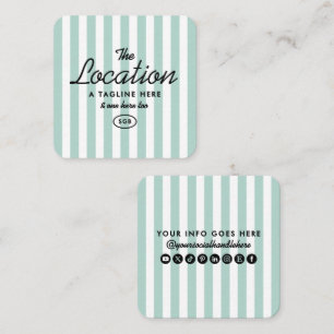 Vintage Coastal Striped Square Business Cards