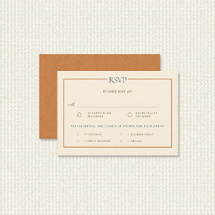 Vintage Coastal Sunset Orange Teal Wedding Meal RSVP Card