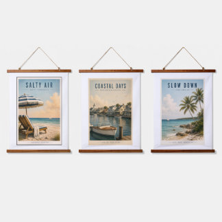 Vintage Coastal Wall Art Set of 3