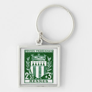 Vintage Coat of Arms Rennes, France Keychain