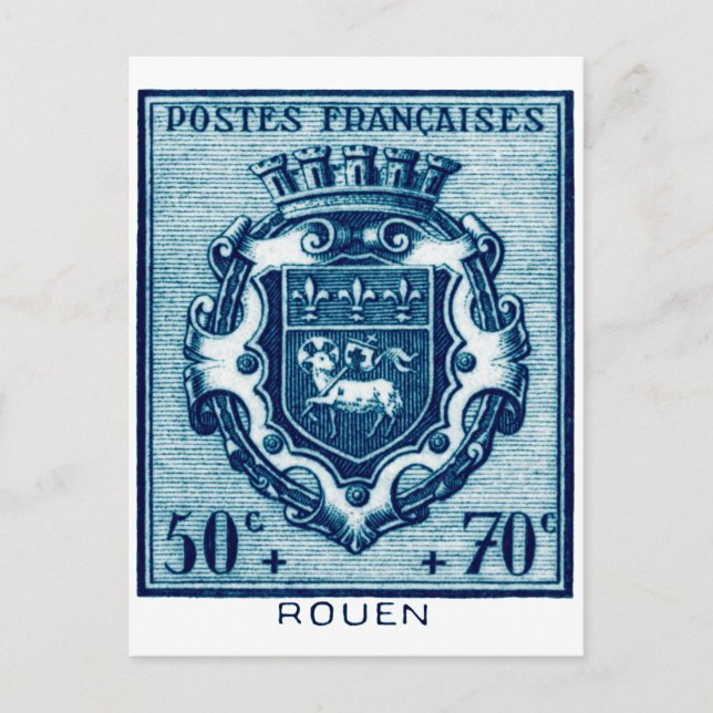 Vintage Coat of Arms Rouen, France Postcard (Front)