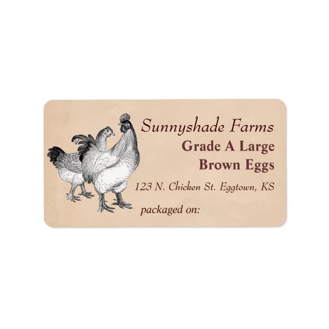 Vintage Cochin Chickens Egg Carton Label (Front)