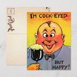 Vintage Cock-Eyed Drinking Postcard