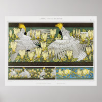 Vintage Cockatoos, Magnolia & White Mice