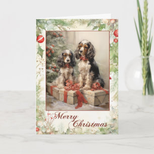Vintage Cocker Spaniel Christmas Holiday Card