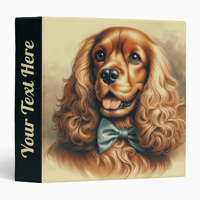 Vintage Cocker Spaniel Oil Painting Binder (Front/Spine)