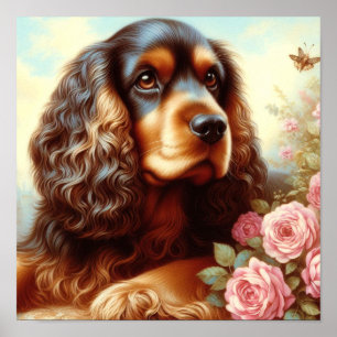 Vintage Cocker Spaniel  Painting Poster