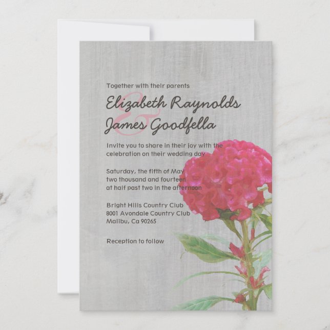 Vintage Cockscomb Wedding Invitations (Front)