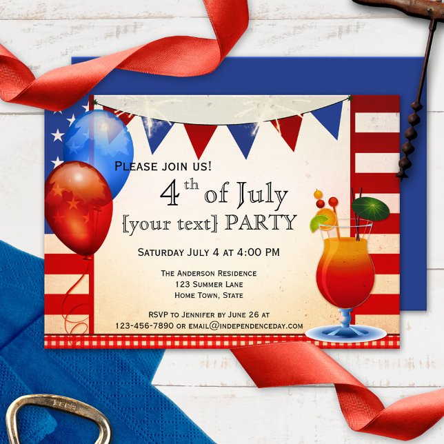 Vintage Cocktail 4th of July Party Invitation (Creator Uploaded)