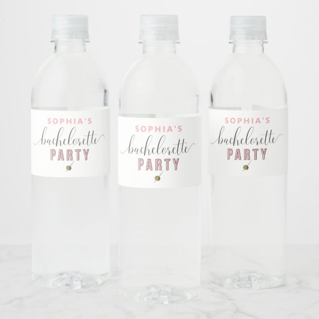 Vintage Cocktail Bachelorette Water Bottle Labels (Bottles)