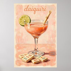 Vintage Cocktail Mahjong Retro Poster