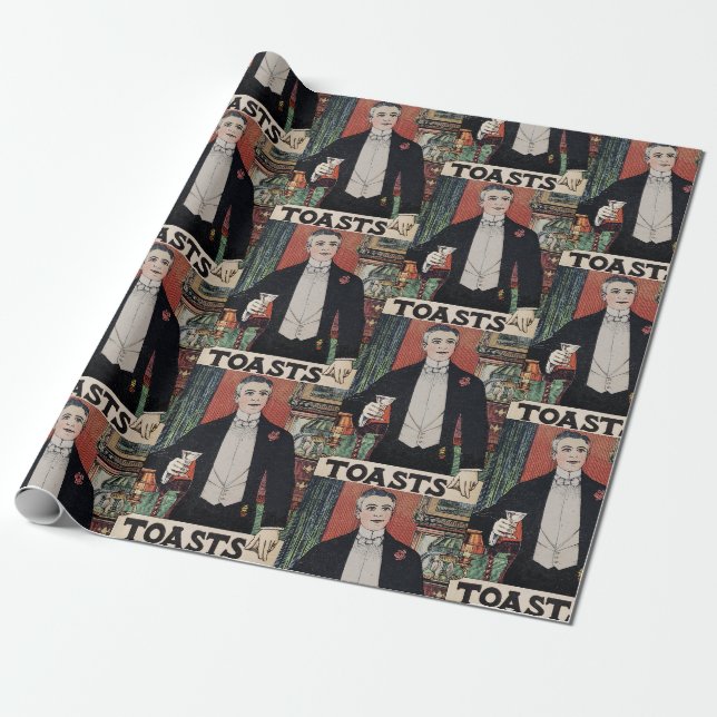 Vintage Cocktail Party Wrapping Paper (Unrolled)