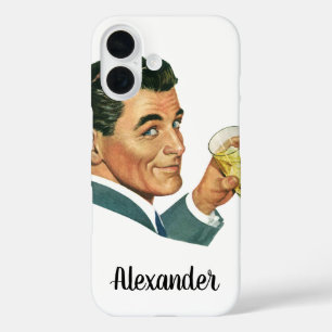 Vintage Cocktails Beverages, Man Drinking Drinks iPhone 16 Case