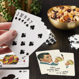 Vintage Cocktails Beverages, Man Drinking Drinks Playing Cards