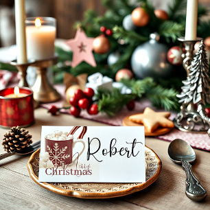 Vintage Cocoa Merry Christmas Place Card