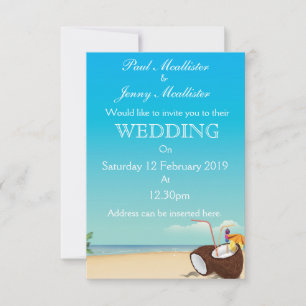 Vintage coconut drink Wedding invite