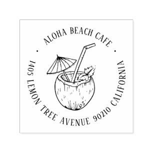 Vintage Coconut Juice Custom Name Return Address Self-inking Stamp