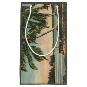 Vintage Coconut Palm Tree Tropical Breeze Sunset Small Gift Bag