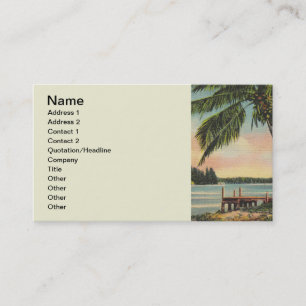 Vintage Coconut Palms Tropical Breeze Sunset Business Card