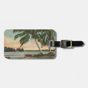 Vintage Coconut Palms Tropical Breeze Sunset Luggage Tag