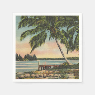 Vintage Coconut Palms Tropical Breeze Sunset Napkin