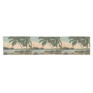 Vintage Coconut Palms Tropical Breeze Sunset Short Table Runner