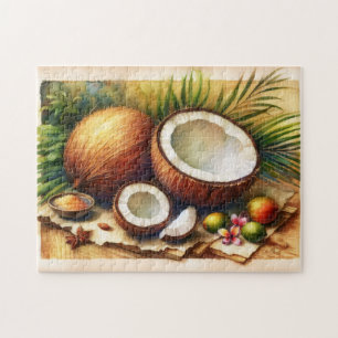 Vintage Coconut Tropical Jigsaw Puzzle
