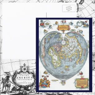 Vintage Coeur en forme d'antiquité carte du monde 