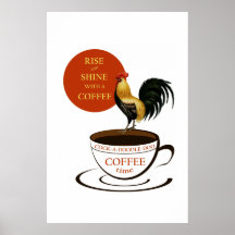 Vintage Coffee Ad, Rooster and Cup of Coffee