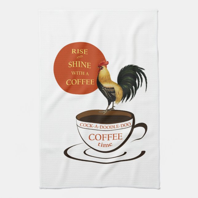 Vintage Coffee Ad, with Rooster Kitchen Towel (Vertical)