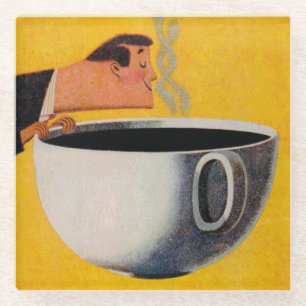 Vintage Coffee Advertisement Glass Coaster
