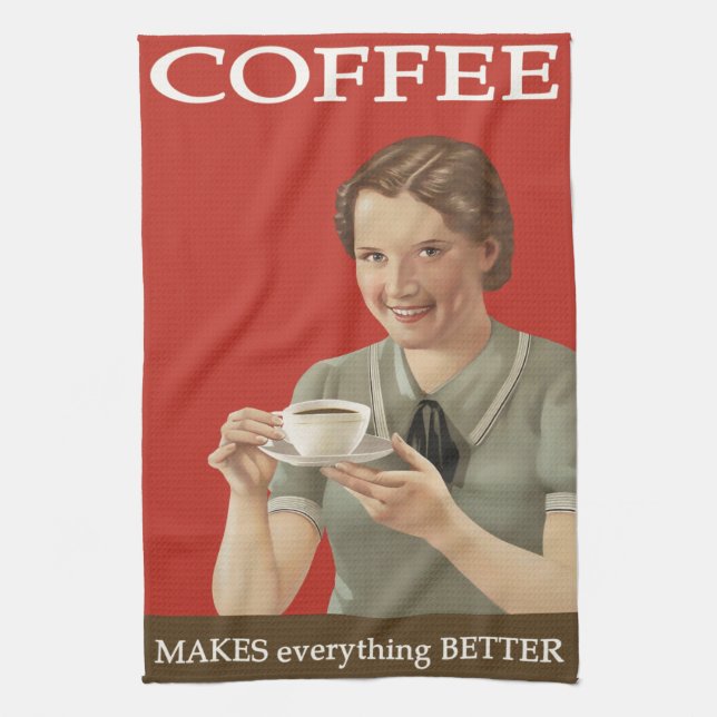Vintage Coffee Advertisement Kitchen Towel (Vertical)