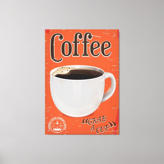 Vintage Coffee Advertisement Poster Canvas Print (Front)