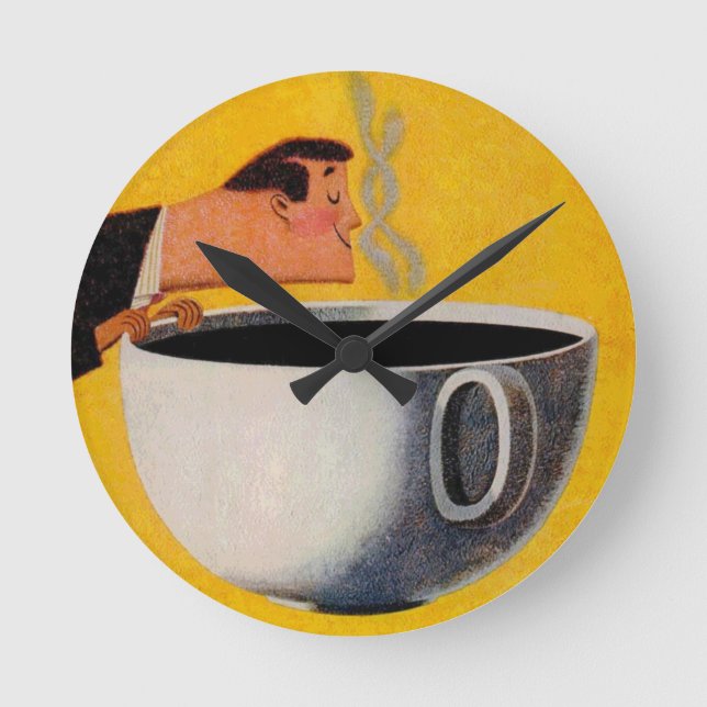 Vintage Coffee Advertisement Round Clock (Front)