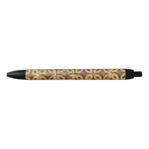 Vintage Coffee Bean Geometric Batik Pattern Black Ink Pen