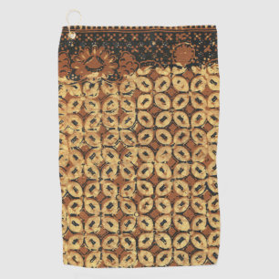 Vintage Coffee Bean Geometric Batik Pattern Golf Towel
