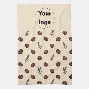 Vintage Coffee Beans and Lavender Seamless Pattern Kitchen Towel