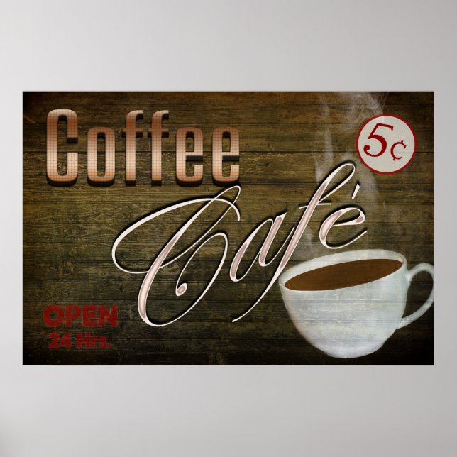 VINTAGE COFFEE CAFE' POSTER (Front)