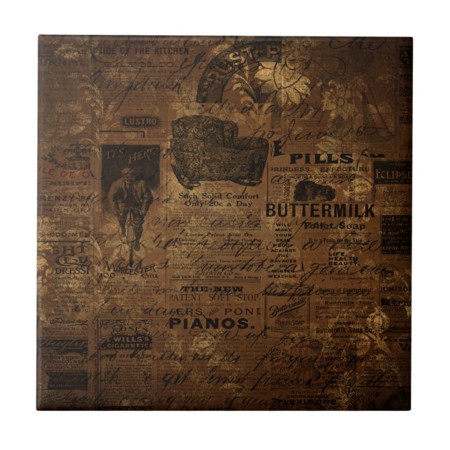 Vintage Coffee Collage    Tile (Front)